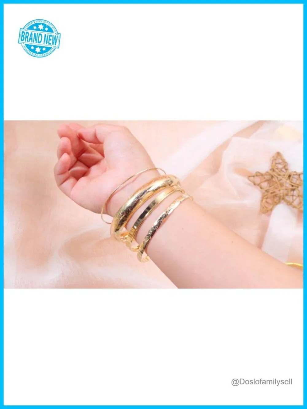 50 Pcs Gold Plated Multi Stackable Bangle Bracelets Set for Women
